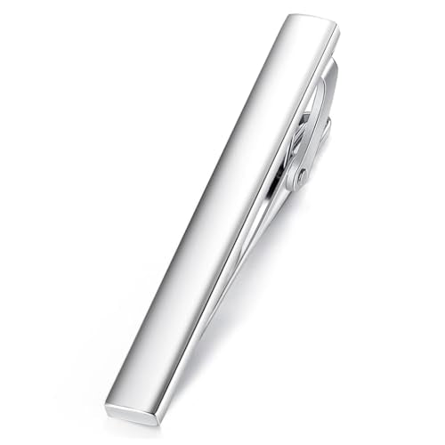 HONEY BEAR 5cm/5.4cm/6cm Mens Tie Clip Bar for Normal Size Steel Business Wedding Gift 1.97"/2.12"/2.36" - style: 5cm Shinny Silver