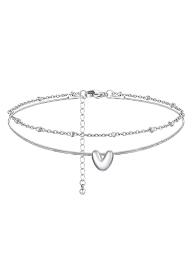 ChainsHouse Initial Ankle Bracelets for Women Waterproof, 14K Gold Plated Layered Initial Anklets Non Tarnish, Adjustable Stainless Steel Women's Ankle Summer Beach Foot Jewelry - color: Stainless Steel, size: Initial V