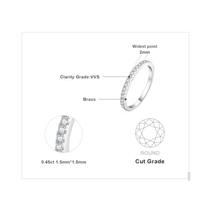 JewelryPalace 6 Stone Cubic Zirconia Half Eternity Stackable Wedding Rings for Women, 14K White Yellow Rose Gold Plated 925 Sterling Silver Promise Rings for Her, Simulated Diamond Wedding Band Ring - color: A-half eternity- Brass