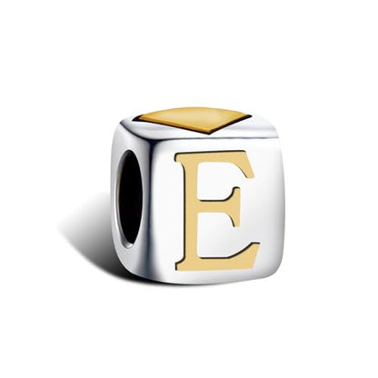KunBead Initial A-Z Letter Gold Heart Alphabet Love Bead Birthday Charms Compatible with Pandora Charm Bracelet for Women - style: Letter E