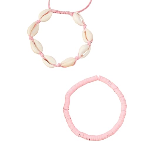 Shell Ankle Bracelet Set for Women,Boho Adjustable Beads Anklet Pack Natural White Shells Stack Stretch Seashell Pearl Starfish Bracelet Set Hawaiian Beach Vacation Foot Jewelry - style: L-Shell