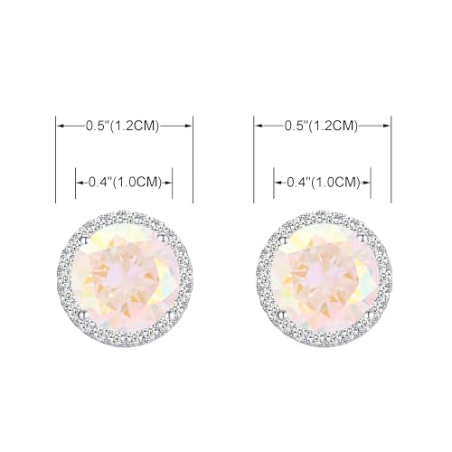 YOQUCOL 10MM Cubic Zirconia Crystal Clip On Stud Earrings Round Non Pierced Earrings for Women - color: Aurora Borealis