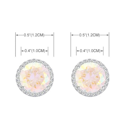 YOQUCOL 10MM Cubic Zirconia Crystal Clip On Stud Earrings Round Non Pierced Earrings for Women - color: Aurora Borealis