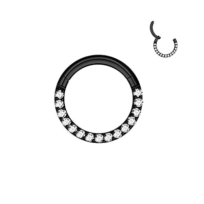 MissNity 20G, 18G, 16G, 14G Hinged Nose Rings Hoop with Gem in 316L Surgical Steel, Septum Clicker Cartilage Earrings Conch Daith Helix Rook Ear Lobe Piercing Jewelry, Diameter 6mm to 12mm - color: 98: Black - Clear CZ