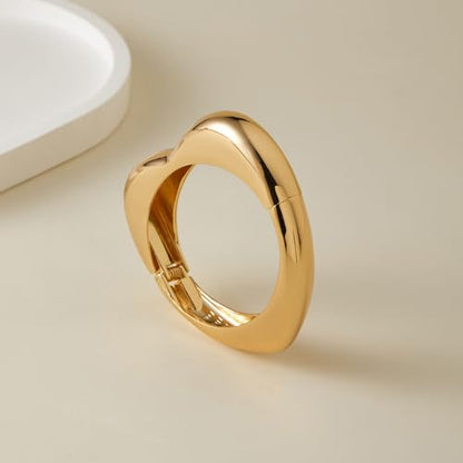 Chunky Gold Bangles Bracelet for Women Trendy Statement Bracelet Dainty Charm Gold Jewelry - color: Heart Bangle