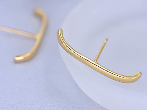 18K Gold Plated Sterling Silver Suspension Hoop Earring Ear Suspender Minimalist Ear Cuff Rose Gold Wrap Hoop Silver Huggie Earring - color: 18K Gold Plated