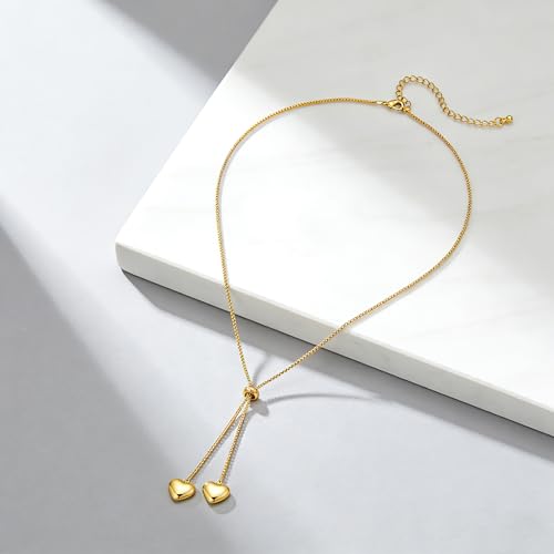 Gold Lariat Necklace for Women Heart Pearl Y - Shaped Long Necklace Simple Chain Trendy Jewelry Gifts - color: Gold-B