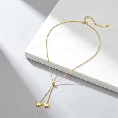 Gold Lariat Necklace for Women Heart Pearl Y - Shaped Long Necklace Simple Chain Trendy Jewelry Gifts - color: Gold-B