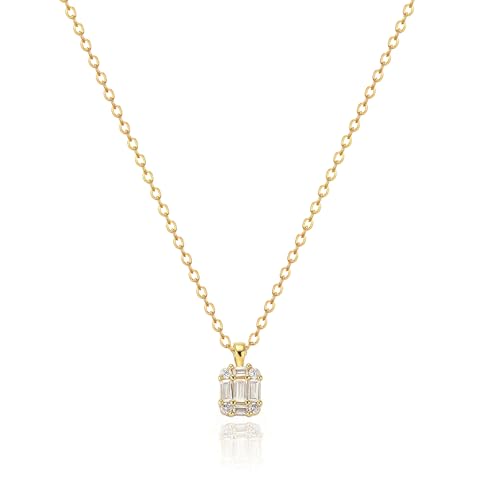 Zeffy Diamond Necklaces for Women, Dainty Gold Necklace 18k Gold Plated Layered Necklaces Simple Gold CZ Diamond Pendant Necklaces for Women Trendy Jewelry Gifts for Girls - color: Gold Solitaire Diamond Necklaces