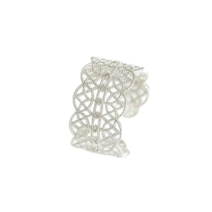 Valentines Rings for Women, Non Tarnish Chunky Wedding Ring Set, Adjustable Bohemian Statement Ring - style: Silver Wide Edge Wave Style