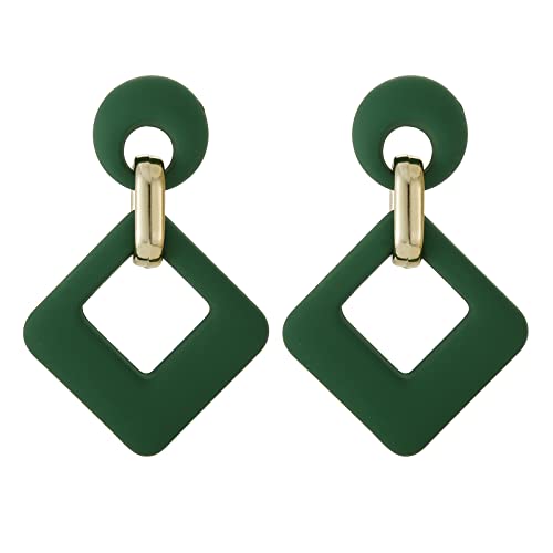 RUOFFETA Acrylic Rectangle Earrings, Fashion Acrylic Square/Oval/Hoop Statement Drop Earrings for Women - color: Dark Green