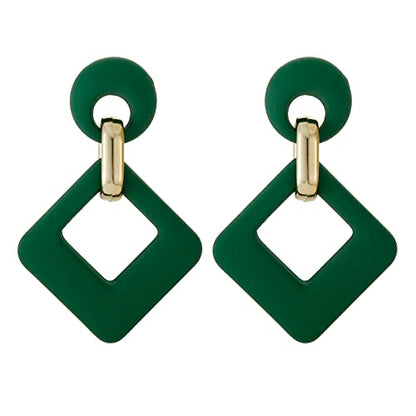 RUOFFETA Acrylic Rectangle Earrings, Fashion Acrylic Square/Oval/Hoop Statement Drop Earrings for Women - color: Dark Green