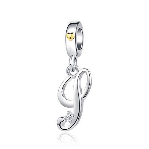 Silver Initial A-Z Letter Charm Compatible Pandora Charm Bracelets for Women Jewelry - style: S