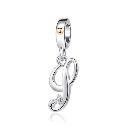 Silver Initial A-Z Letter Charm Compatible Pandora Charm Bracelets for Women Jewelry - style: S