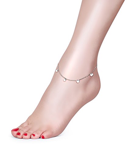 Anklet for Women S925 Sterling Silver Beach Foot Adjustable Ankle Bracelet - style: Wafer: 10+1 Inches