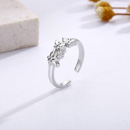 Sariel 925 Sterling Silver Toe Rings for Women Boho Adjustable Mid Finger Rings Summer Vacation Ocean Beach - color: Butterfly 2