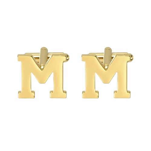 PATIKIL Initial Cufflinks, Classic Alphabet Stainless Steel Men Cuff Links 26 Letters A-Z with Box for Men Father Husband Weddings Gift Business Birthday - style: Letter m