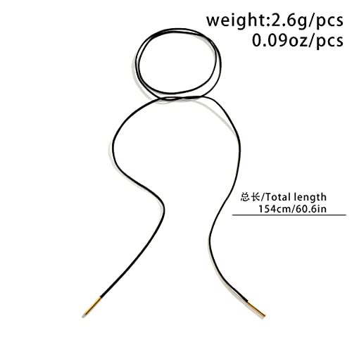 Bethynas Gothic Bow-knot Velvet Choker Necklace Sexy Long Wrap Rope Collar Tie Neck Chain with Silver Gold Pendant Boho Party Neck Accessories for Women - color: Black
