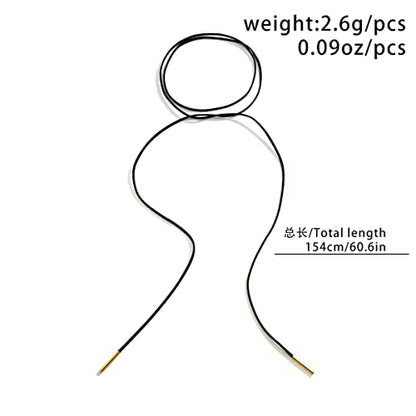 Bethynas Gothic Bow-knot Velvet Choker Necklace Sexy Long Wrap Rope Collar Tie Neck Chain with Silver Gold Pendant Boho Party Neck Accessories for Women - color: Black