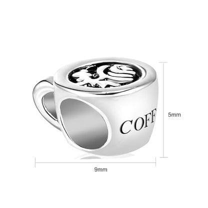 Coffee Charm Compatible with Pandora Charms Bracelets for Women Christmas - style: coffe rose