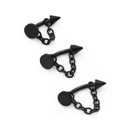 3 Pcs 316L Stainless Steel 16G Tragus Helix Rook Piercing Jewelry with Chain, Cartilage Earrings for Women, Belly Button Ring Vertical Labret Lip Piercing Jewelry - color: Black, size: Disc