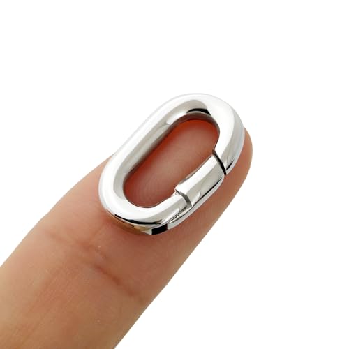 1Pc Oval Spring Clasps Clips Connector Rings for Keychain DIY Crafts (Silver-H) - color: Silver-H