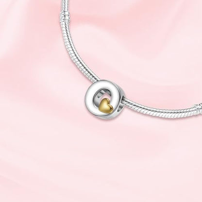 A~Z Alphabet Charm Letter Beads 925 Sterling Silver with Heart-shaped 5A Cubic Zircon Stones fits Pandora European Bracelets Necklace Jewelry Gift for Women - style: O Letter Charms