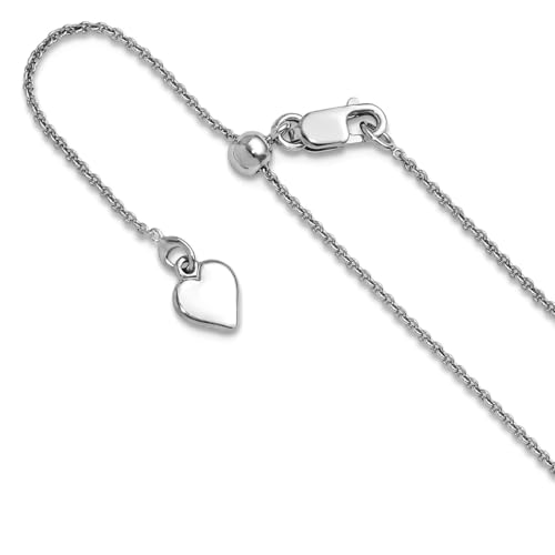 JewelryWeb 0.95mm 925 Sterling Silver Polished Lobster Claw Closure Adjustable Rolo Chain Necklace Chain Necklace for Women and Men - size: 30 inches