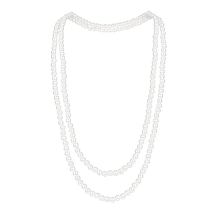 59" Long Pearl Necklace, Fashion Faux Pearls Pendants 1920s Beads Cluster Long Pearl Necklace for Costume Party Jewelry Vintage Elegant Pearls for Women Wedding Halloween