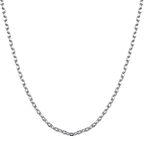 Cutesmile Fashion Jewelry 18k Gold/Rose Gold/White Gold 1.5mm Rolo Adjustable Chain Crafted Necklace (White Gold) - color: White Gold