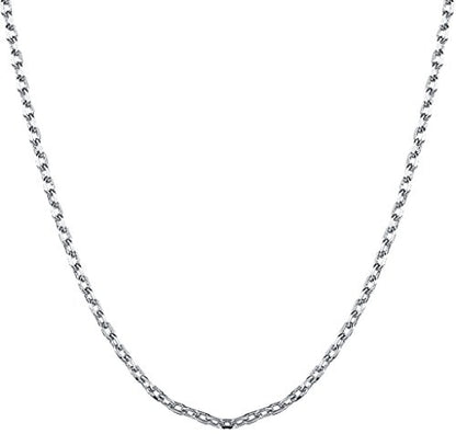 Cutesmile Fashion Jewelry 18k Gold/Rose Gold/White Gold 1.5mm Rolo Adjustable Chain Crafted Necklace (White Gold) - color: White Gold