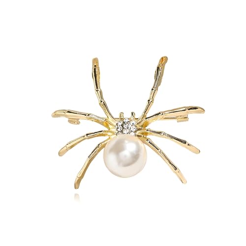 Halloween Spider Crystal Pins for Women Men Vintage Gold Plated Sapphire Blue Red Rhinestone Spider Lapel Pin Gothic Punk Style Reptile Animal Brooch Halloween Party Jewelry Gifts - color: gold