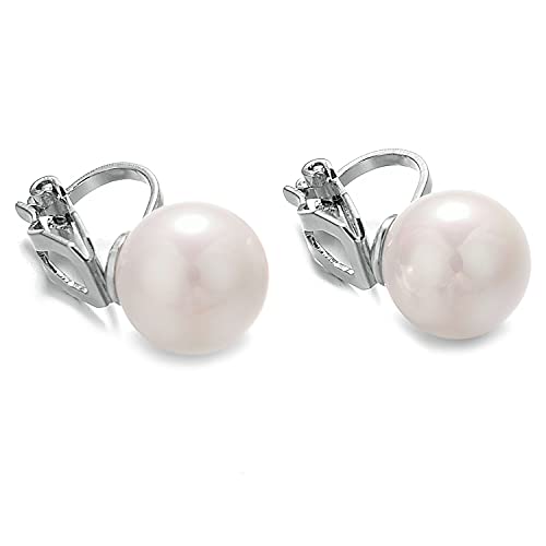 Pearls Clip On Earrings Womens Clip on Earrings Non Pierced Clip on Pearls Women Hypoallergenic Trendy Wedding Jewelry - style: Women's silver pearl clip earrings