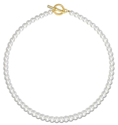 Layered Pearl Necklace for Women Pearl Choker Chain Necklaces - style: Standard