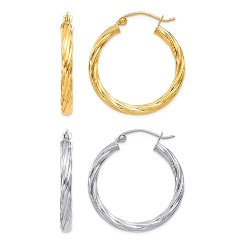 2 Pairs Gold/Silver Hoop Earrings For Women Set Trendy,14K Plated Gold Chunky Huggie Hoop Earings Pack,Oval Twisted Statement Silver Hoops,Fashion Jewelry Gift - color: 2) twist hoop