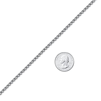 FOSIR Mens Chain Necklaces, Stainless Steel Rolo Chain Necklace for Men and Women, Silver Tone Box Chains for Men, Wide 2/3/4/5mm - size: 18.0 Inch long, style: 4mm-stainless steel