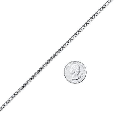 FOSIR Mens Chain Necklaces, Stainless Steel Rolo Chain Necklace for Men and Women, Silver Tone Box Chains for Men, Wide 2/3/4/5mm - size: 24.0 Inch long, style: 4mm-stainless steel