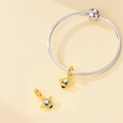 925 Sterling Silver Charms for Bracelets and Necklaces Beads Jewelry Charms for Women - color: Gold Bee Charms