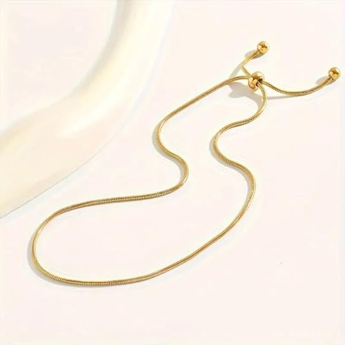 Gold Anklet for Women Adjustable Slider Ankle Bracelet Dainty Snake Chain Foot Jewelry Waterproof Summer Beach Anklets Gifts - color: Gold