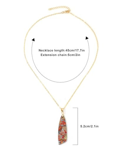 Nature Stone Necklaces for Women Boho Pendant Necklace 18K Gold Chain Necklaces - color: Orange Gold