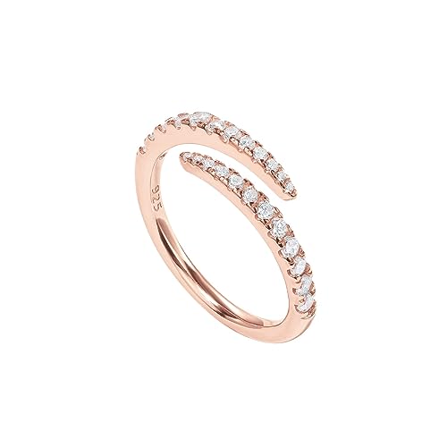 PAVOI 14K Gold Plated Cubic Zirconia Open Twist Eternity Band for Women - color: Rose Gold, size: 7