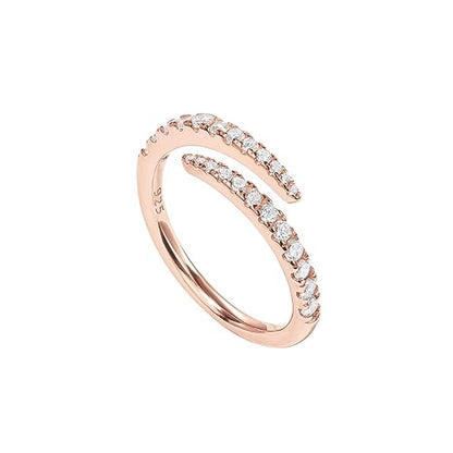 PAVOI 14K Gold Plated Cubic Zirconia Open Twist Eternity Band for Women - color: Rose Gold, size: 7