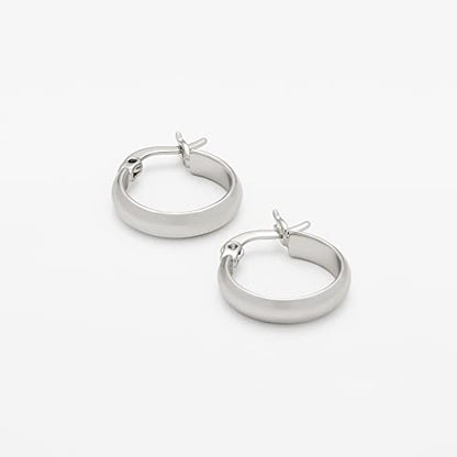 Amazon Essentials 14K Gold or Sterling Silver Plated Polished Dome Hoop - color: Silver, size: 15 mm