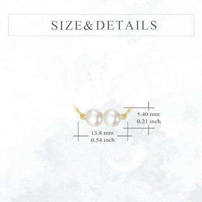 KECHO 14K Real Gold Beads Pendant Necklace Solid Yellow Gold Jewelry Anniversary Birthday Gifts for Women - color: White Pearl 2