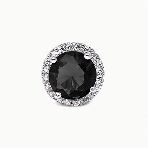 SWEETV Cubic Zirconia Stud Earrings, 8mm Round Cut, Rhinestone Hypoallergenic Earrings for Women & Girls | 9mm Round Cut Hypoallergenic 925 Sterling Silver Stud Earrings for Bridal Bridesmaid Prom Weddings Parties,Silver - color: 03.Black