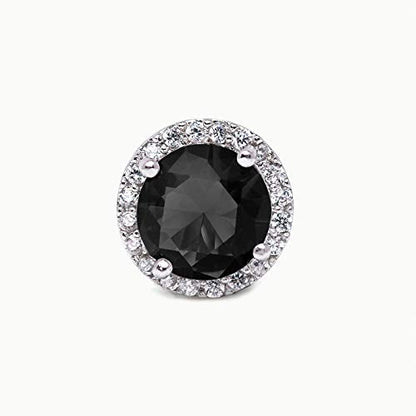 SWEETV Cubic Zirconia Stud Earrings, 8mm Round Cut, Rhinestone Hypoallergenic Earrings for Women & Girls | 9mm Round Cut Hypoallergenic 925 Sterling Silver Stud Earrings for Bridal Bridesmaid Prom Weddings Parties,Silver - color: 03.Black