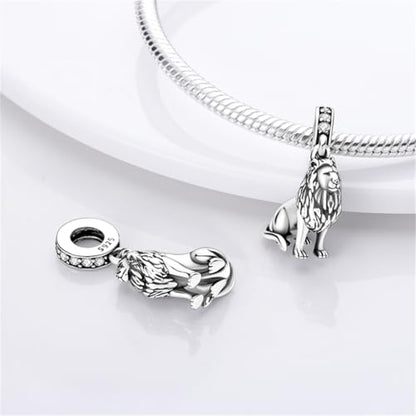925 Silver Charm for Bracelets Animal Pet Insect Series Women Jewelry Gift - color: Silver Lion