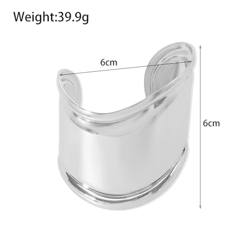 Chunky Silver Arm Cuff Bracelet for Women Trendy Thick Adjustable Wide Bicep Wrist Cuff Bangles Exaggerated Punk Open Bracelet Birthday Jewelry Gifts - color: Silver