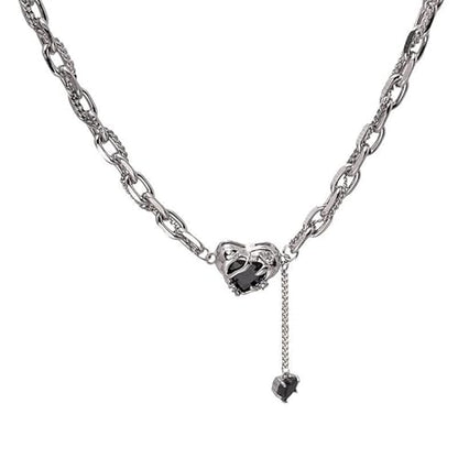 Irregular Heart Necklace for Women Y2k Pink Zircon Pearl Diamond Women's Fashion Pendant Hot Fashion Pink Jewelry for Women - color: Style17