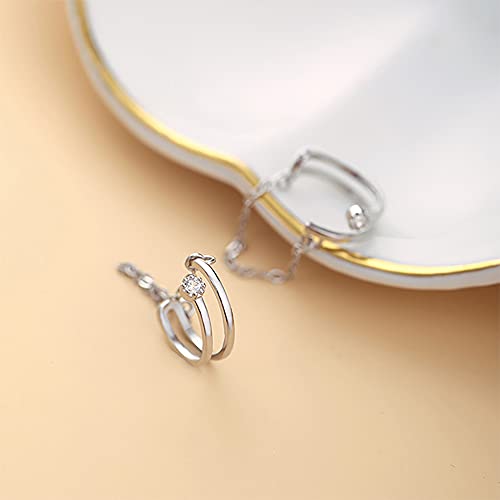 Reffeer Solid 925 Sterling Silver Minimalist Cuff Earrings Chain for Women Cartilage Wrap Earrings Helix Cuffs - color: E-Silver